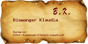 Biswanger Klaudia névjegykártya